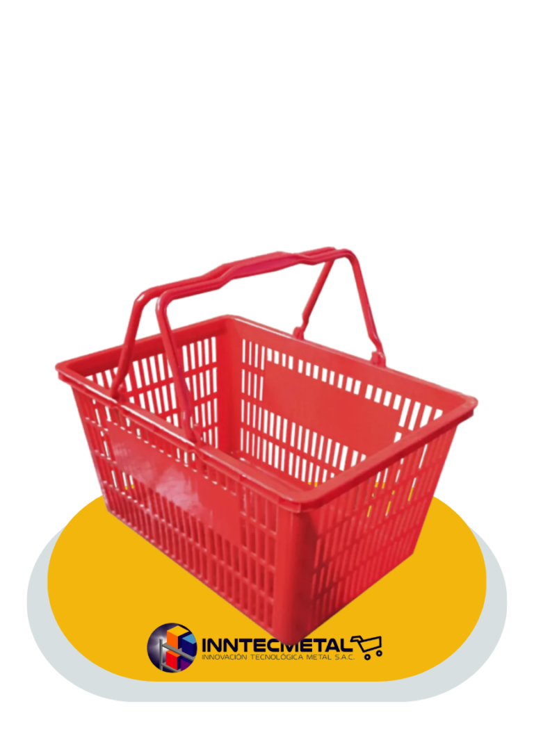 Canastilla de mano asa plástico rojo